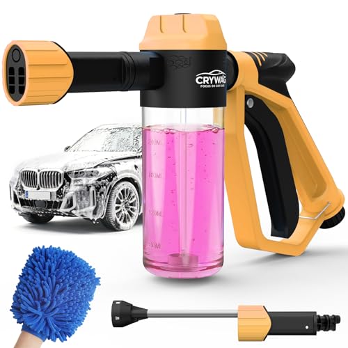 Car Wash Foam Gun for Garden Hose, Foam Cannon Car Wash Kit with Microfiber Wash Mitt, High Pressure Nozzle & 3 Spray Modes, Hose Foam Blaster for Cars, Trucks, RV, Motorcycle Cleaning - Orange - color: Orange