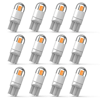 194 LED Car Bulb Amber Yellow 3030 Chipset 2SMD T10 194 168 W5W LED Wedge Light Bulb 1.5W 12V License Plate Light Courtesy Step LightTrunk Lamp Clearance Lights (12pcs/pack)… - color: Amber Yellow