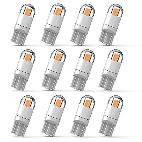 194 LED Car Bulb Amber Yellow 3030 Chipset 2SMD T10 194 168 W5W LED Wedge Light Bulb 1.5W 12V License Plate Light Courtesy Step LightTrunk Lamp Clearance Lights (12pcs/pack)… - color: Amber Yellow
