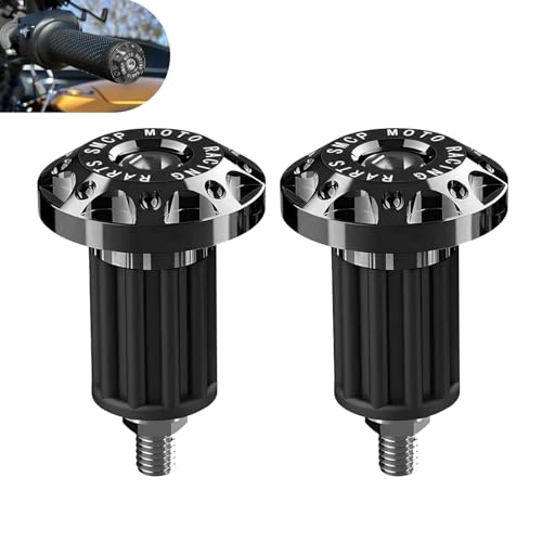 2 PCS Motorcycle Handlebar End Plugs, Anti-Drop Wear-Resistant Alloy Handlebar Grip End Caps, Decor & Protection, for Bikes Scooters Motorcycles (Black) - color: Black