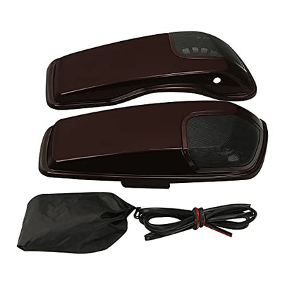 HR3 Twisted Cherry Saddlebag Lids w/ 5"x7" Speaker Grills Compatible with 2018 Street Glide Special Ultra Limited FLHTKL 2018-2019 Road Glide FLTRU (Replace for OEM)