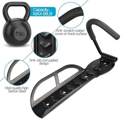 DkOvn 4 Pack Bike Rack Garage Wall Mount, Wall Mount Bike Rack with Screws, Heavy Duty Steel Vertical Bike Hook Holds Up to 66lb for Indoor Storage - color: 4 Pack Black