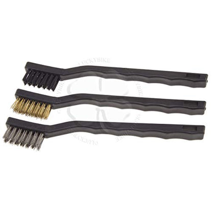 3x Cleaning Brush Kit Steel Nylon Brass Motorcycle Car Gun Nylon Detailing Set