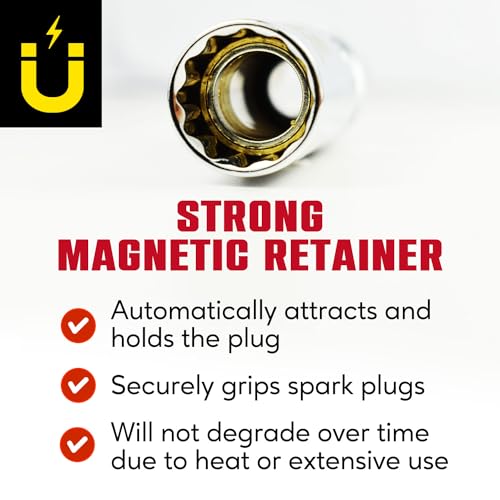 CROM Magnetic Spark Plug Socket Set - 5 Piece 3/8" Drive Spark Plug Removal Tool, Includes 14mm and 16mm Thin Wall Sockets, 9/16 inch, 5/8 inch and 13/16 inch Sockets, Aluminum Storage Rail Included - size: 5 Piece Magnetic Set