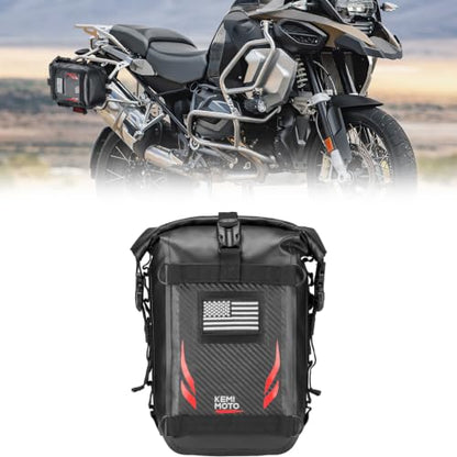 KEMIMOTO Universal Waterproof Motorcycle Tail Bag, Front Bumper Frame, Side Bag, Saddle Pannier Bag, Universal Fit for Dirt Bike, Adventure & Street Motorcycles 6.5L Red - color: Red