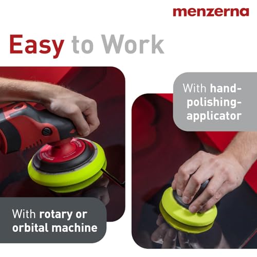menzerna 3.5 Inch 2X Premium Polishing Pads Finish I High Shine Finishing Buffer Pad I Body Repair Buffing & Polishing I with Safety Edge, Velcro Attachment I Washable & Long Lasting - style: Finish Cut Pad