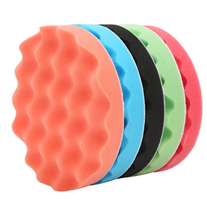 7Pcs 7in Polishing Sponge Pads Kit with Drill Adapter for Car Waxing Buffing and Dusting on RVs Motorcycles