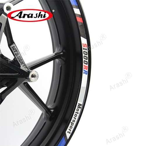 Arashi 17” Wheel Rim Strips Tape Stickers Decals for BMW S1000RR Motorcycle Accessories Waterproof Reflective Blue