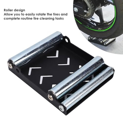 banapoy Motorcycle Wheel Cleaning Stand, Universal Paddock Stand Replacement, Wheel Roller for Tire Cleaning & Lubrication Bikes Maintenance < 600lbs Tire Width <240mm