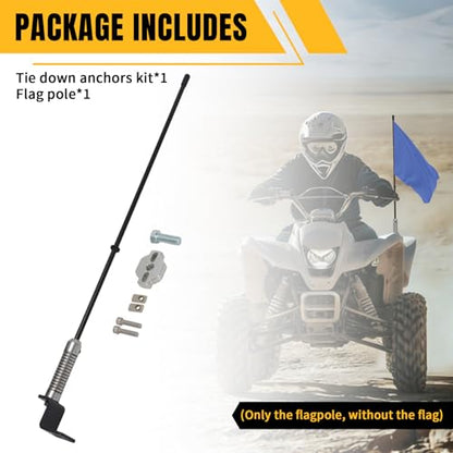 UTV ATV Flag Pole with Heavy-Duty ATV Tie Down Anchors Kit Aluminum Anchor Accessories for CF Moto UTV/ATV Low-Profile Design Stronger Clamping Force Mounts Silver