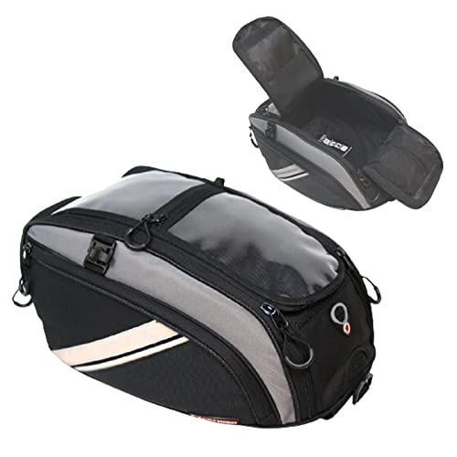 Motorcycle Tank Bag Travel Backpack Waterproof Riding Bag Motorbike Bag Touch Screen with Reflective Strip and Rain Cover
