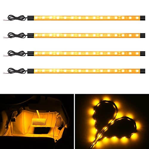 YM E-Bright Amber/Yellow Led Strip Lights for Cars 5050 SMD Waterproof Golf Cart Underglow Lights for Motorcycles Boat Scooter Bike Interior Exterior Decoration DC-12V,Pack of 4 - color: Amber
