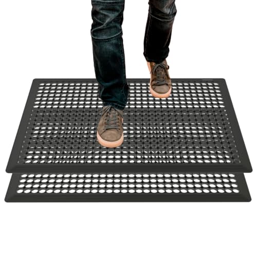 60" Anti Fatigue Large Rubber Floor Mat, Commercial Grade Grease Resistant Kitchen Mat with Drainage Holes for Restaurants,Bars,Commercial,Kitchens,Garages,Black(2 PCS) - size: 60"x36"-2PCS(Anti-Silp Mat)