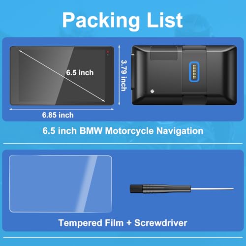 2026 YZW 6.5 Inch for BMW Waterproof Motorcycle CarPlay with GPS Navigation, Wireless Bluetooth, HD Touch Screen, Lossless Installation/TPMS/Plug&Play, Light Sensor - size: BM 6.5"+HD Screen+Lossless Installation