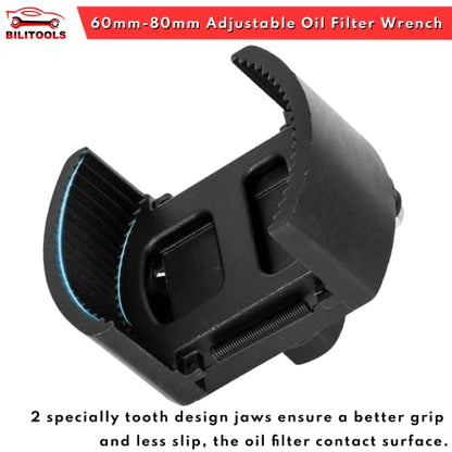 BILITOOLS Universal Oil Filter Wrench Removal Tool Adjustable, 60-80mm (2.36-3.15 inch), 1/2" Drive - size: 60-80mm