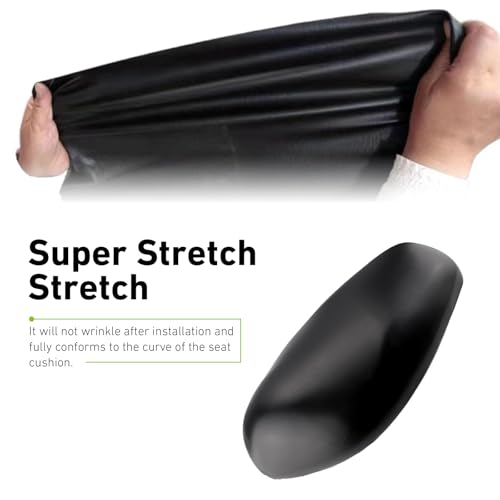 Motorcycle Seat Cover, 39.37" x 27.56" Leather Elastic Scooter Seat Cover Replaced, Universal DIY Seat Protector for Motorcycle, Scooter or Electric Vehicle (Black)