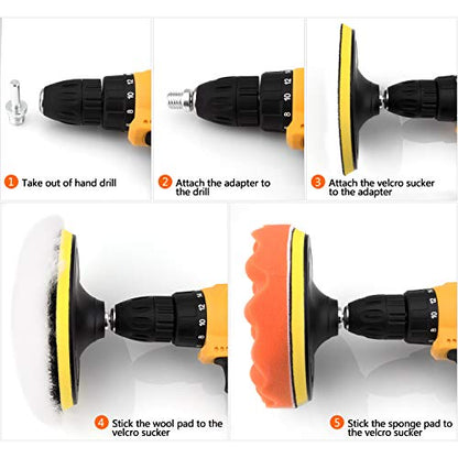 6 Inch Buffing and Polishing Pad Kit 11 PCS with Drill Adapter - size: 6Inch-11PCS