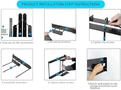 HD Garage Detachables Storage Detach Depot Wall Mounting Luggage Rack for Harley Touring Road King, Electra Glide, Street Glide Tour Trunk Pack Pak, Metal, Black
