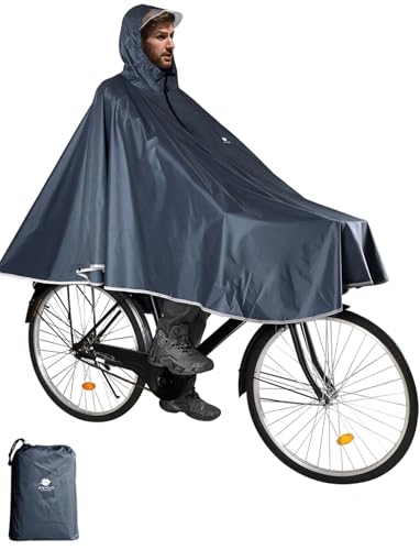 ANYOO Waterproof Rain Poncho Bike Bicycle Rain Capes Lightweight Compact Reusable for Adults - color: Grey