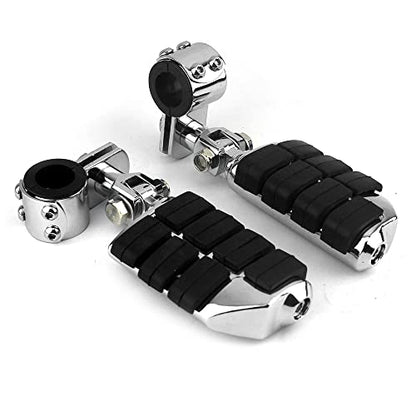 Motorcycle Universal Highway Pegs Foot Rests Fit Engine Guard Crash Bar 1-1/4" Or 1" Compatible with BMW Harley davidson Yamaha Honda - color: Style #2 Chrome