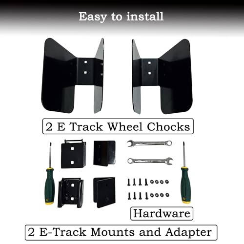 2pcs Motorcycle E Track Wheel Chock E Track Dirt Bike Wheel Chock Supports Tires up to 6 inch Wide