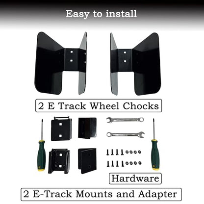 2pcs Motorcycle E Track Wheel Chock E Track Dirt Bike Wheel Chock Supports Tires up to 6 inch Wide