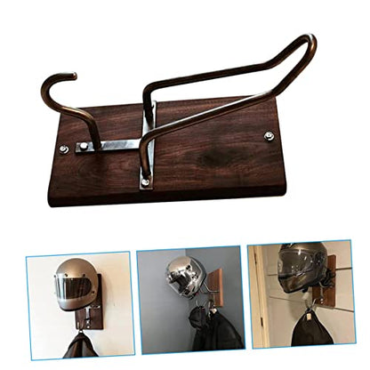 ULTECHNOVO Wall Mounted Helmet Rack Hooks Adjustable Motorcycle Helmet Holder Wooden Jacket Hanger for Garage and Entrance Random Color Metal Accessories