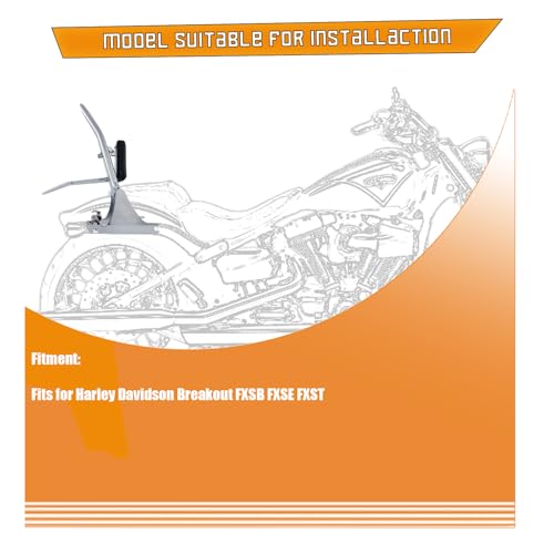 Kinglemc Sissy bar Backrest Luggage Rack for Harley Breakout FXSB FXSE FXST with Docking Kit (Chrome-Upgrade) - color: Chrome-Upgrade