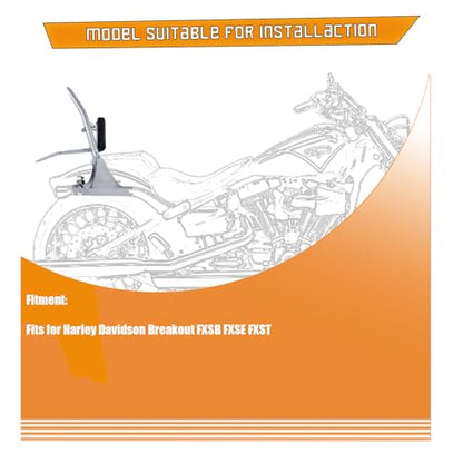 Kinglemc Sissy bar Backrest Luggage Rack for Harley Breakout FXSB FXSE FXST with Docking Kit (Chrome-Upgrade) - color: Chrome-Upgrade