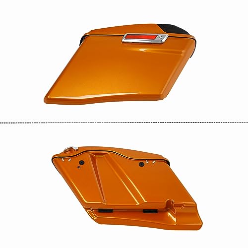 HR3 Amber Whiskey 4" Stretched Hard Saddlebags w/Speaker Lids Compatible with 2014 Street Glide FLHX 2016 Road Glide FLTRX (Replace for OEM) - color: Amber Whiskey