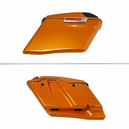 HR3 Amber Whiskey 4" Stretched Hard Saddlebags w/Speaker Lids Compatible with 2014 Street Glide FLHX 2016 Road Glide FLTRX (Replace for OEM) - color: Amber Whiskey