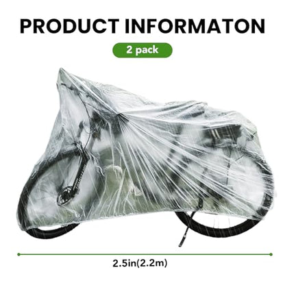 2PCS Motorcycle and Bicycle Cover - Transparent Waterproof + Secure Closure Design - Made of High-Strength Plastic, Lightweight and Portable, Effortless Quick Installation