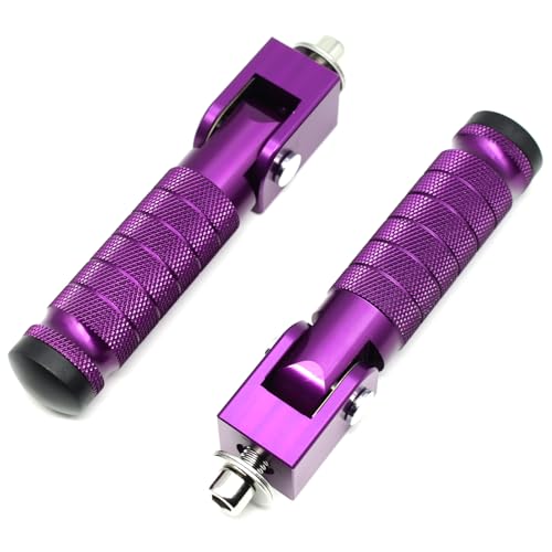 Purple Motorcycle Bicycle Folding Foot Pegs 90 Degree Foldable Electric Motorbike Ebike For Super73 S2/ZX/RX/R/S Passenger Footrests Rearsets Rear Set Footpegs foot Rest Pedals M8 Install Bolts - color: Purple-Foldable