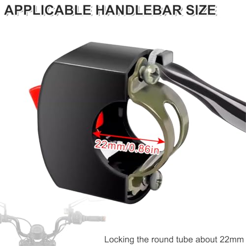 22mm Handlebar Mounting Switch 12-80V 7/8'' Universal ON-Off Handle Button Tuning Part LED Headlight Light Bar Brake Lights for Motorcycle Dirt Bike ATV - 2PCS