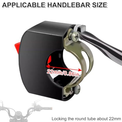22mm Handlebar Mounting Switch 12-80V 7/8'' Universal ON-Off Handle Button Tuning Part LED Headlight Light Bar Brake Lights for Motorcycle Dirt Bike ATV - 2PCS