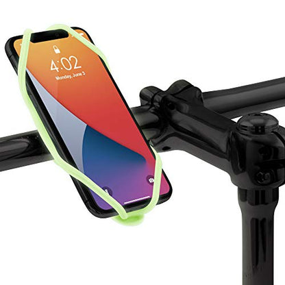 Bone Bike Tie 4, Bike Cell Phone Mount for Handlebar, Scratch-Free Silicone Holder with Anti-Slip Design, Universal Cycling Phone Holder Compatible with Most Smartphones (Luminous - Handlebar) - color: Bike Tie 4 - Luminous