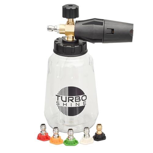 Professional Foam Cannon for Pressure Washer – Wide Mouth Snow Foam Lance with Adjustable Spray Pattern – Heavy Duty Car Wash Soap Dispenser – 1/4" Quick Connector (Clear, 1 Liter)