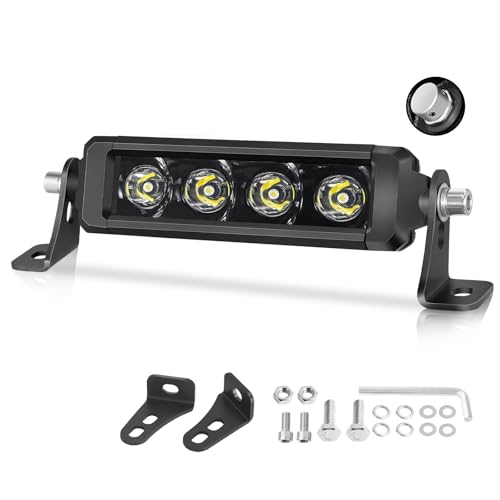 OFFROADTOWN 6 Inch Single Row LED Light Bar 40W 3D Spot Off Road Driving Light Ultra Slim Thin LED Bar Waterproof Work Fog Lights for Trucks UTV ATV Motorcycle Dirt Bike - color: White