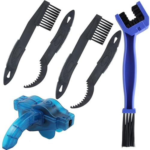 JONMON Bike Cleaning Tools 6 Pieces Set - Bicycle Cleaner Include Chain Scrubber and Cleaning Brush for Drivetrain, Gear, Cassette and Sprockets, Suitable for Mountain/MT/Road/BMX Bike