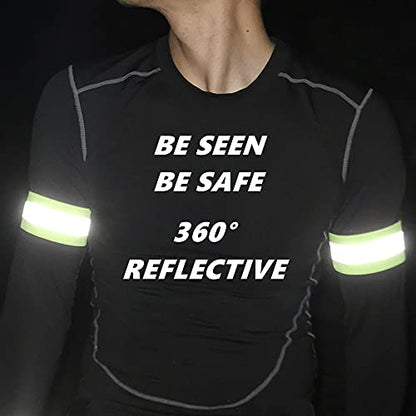 Reflective Running Gear,Reflective Bands for Arm/Wrist/Ankle/Leg,Biking Accessories for Women and Men - color: Yellow - 2 Bands