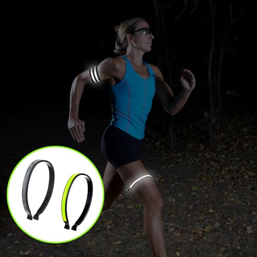 JJUNW 8Pcs High Visibility Reflective Bands & CyclingTrousers Clips for Arm, Wrist, Ankle & Leg – Adjustable Elastic Safety Straps for Night Running, Walking, Cycling