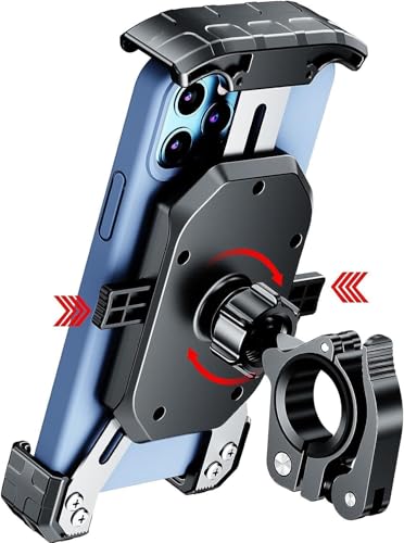 Kewig Bike Phone Mount Holder, Motorcycle Phone Mount [1s Lock] [One Hand Operation], Bicycle Scooter Handlebar Cradle Clip for 4.0-7" Phone - color: Black