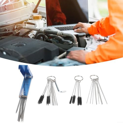 4-Pack Carburetor Cleaning Brush Kit, Stainless Steel Needle Tool for Cars Motorcycles ATVs Chainsaws Welding Machines, Engine Maintenance Set