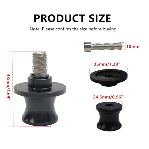2pcs M10 X1.5 Motorcycle Swing Arm Spools Sliders CNC 10mm Swingarm Stand Screw Replacement for Kawasaki Ninja 300 250 VULCAN S 650 900 Z750 ER-6F ER-6N Versys 1000 650 ZX-10R（Titanium) - color: Titanium