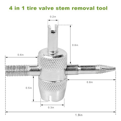 4-Way Valve Core Tool Tire Valve Tools, 4-in-1 Automobile Tire Valve Stem Core Remover Installer, Multifunctional Tyre Valves Repair Wrench Removal Tool for Car Bicycle Bike