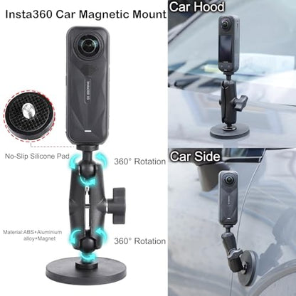 PellKing Motorcycle Handlebar Mount Car Mangetic Accessories Kit for Insta360 X5/X4/X3,88mm Magnetic Mount with 360 Degree Rotation,Ball Head Clamp Handlebar Clamp for Insta360 X5 and GoPro 13/12/11
