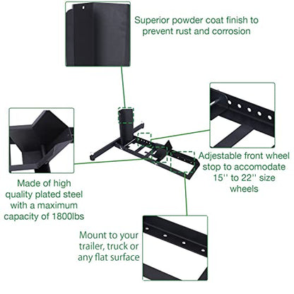 Adjustable Motorcycle Wheel Chock, Heavy Duty Motorcycle Stand 1800 Lbs Weight Capacity (Black) - color: Black