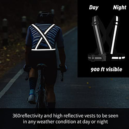 2 pcs Reflective Vest, Adjustable High Visibility Reflective Safety Straps Gear for Run, Cycling,Pet Walking - color: Black