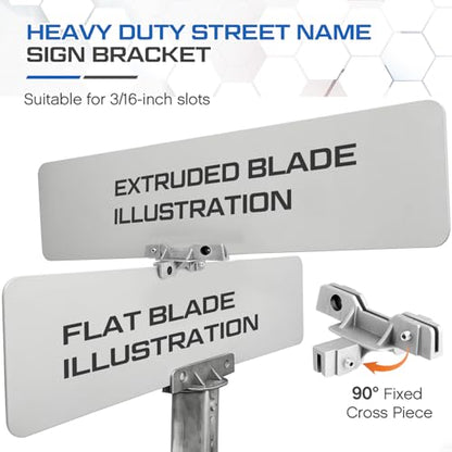 Hicarer 1 Pcs Street Sign 4-Way Cross Piece for Street Name Sign 5 1/2", Flat, No Adjustment, Heavy Duty Mounting Bracket - style: 4-way