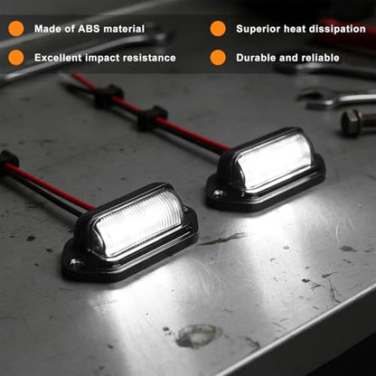 4 PCS LED License Plate Light, 12V-30V DC 6-SMD Super Bright Car License Plate Lamp, Waterproof Step Courtesy Dome Cargo Replacement Light for Car Truck SUV Van RV Trailer (Black) - color: Black, 4 PCS